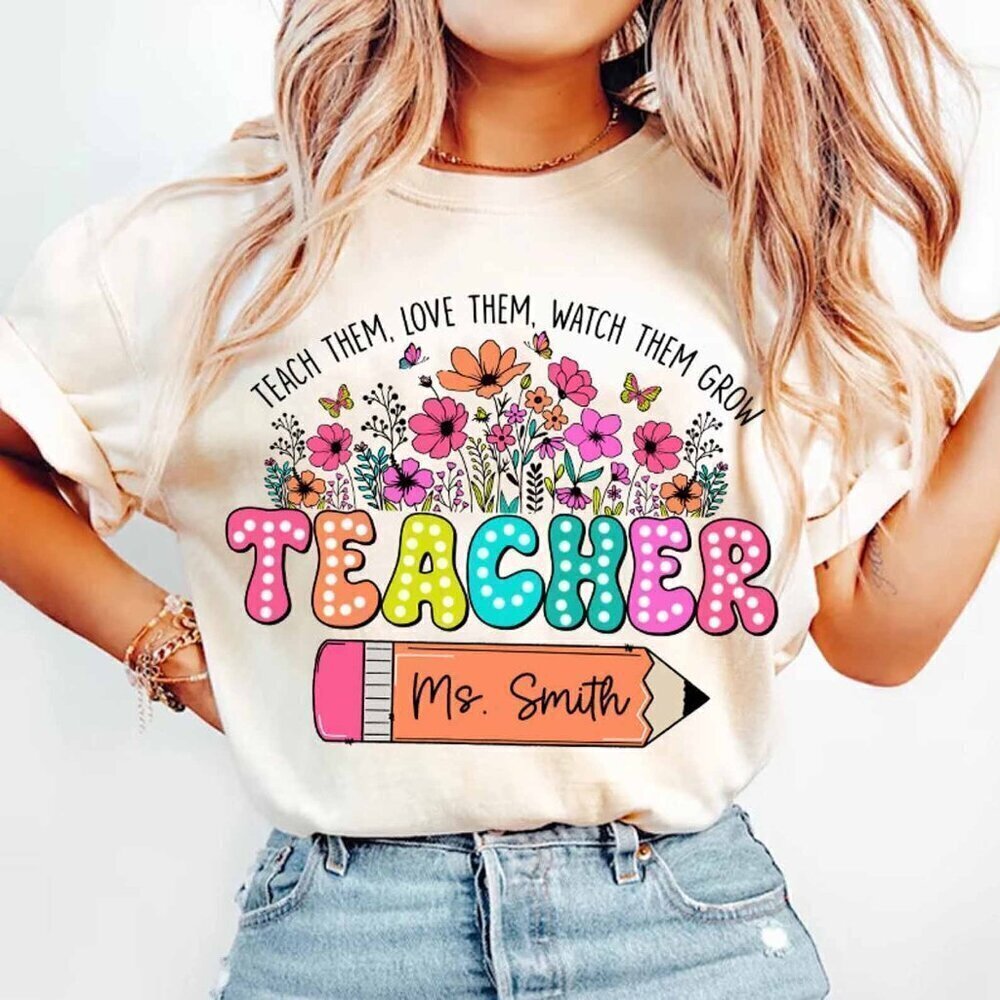 Teacher Wildflowers Teach Love Grow Gift Unisex T-Shirt